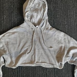 Baby Blue & Light Grey Cropped H&M Divided Hoodie Sweatshirt Extra Small